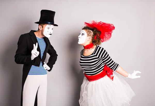 Twee mime, valentijn dag concept, April Fools Day concept — Stockfoto