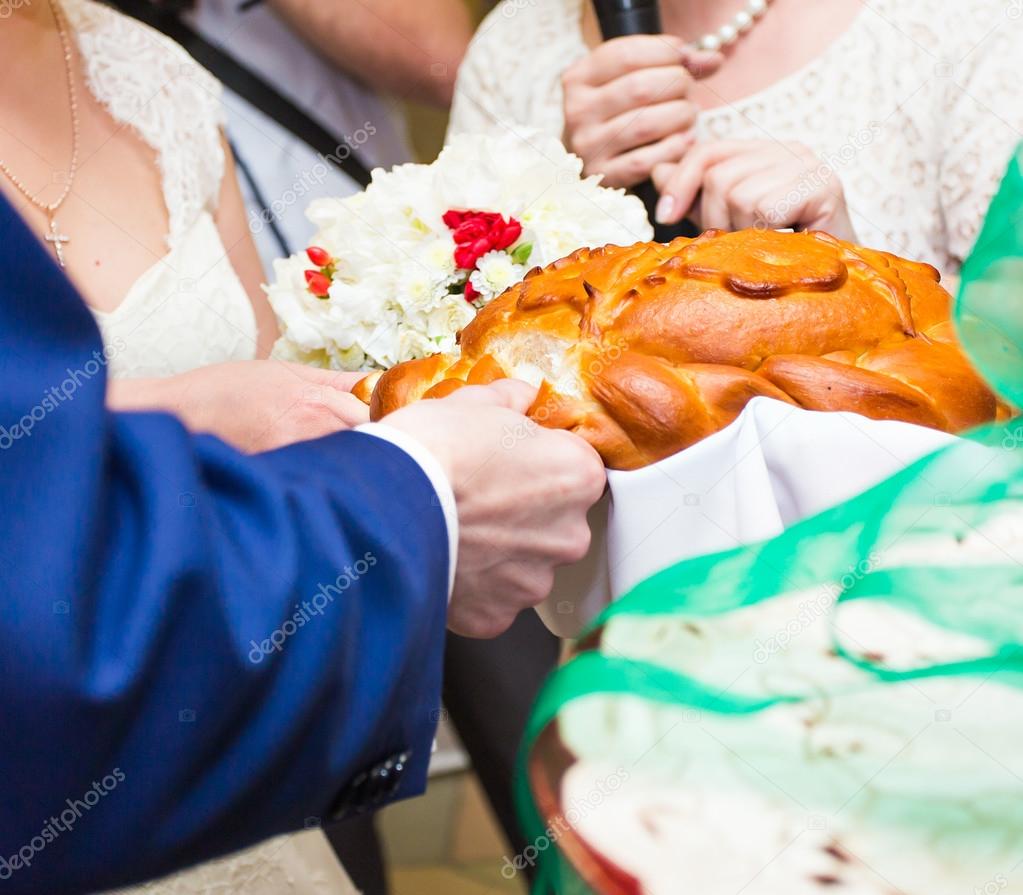 Traditional tasty  wedding bread loaf at the wedding