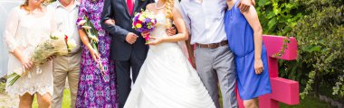 Düğün Konuklar gelin ve damat ile