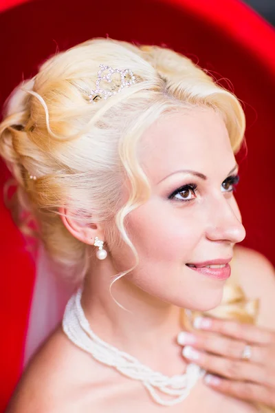 Ritratto di bella giovane donna. Trucco e acconciatura. Sposa sposa compongono . — Foto Stock