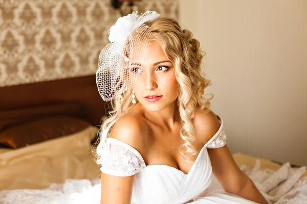 Portrait of beautiful young woman. Make up and hair style. Wedding bride make up.