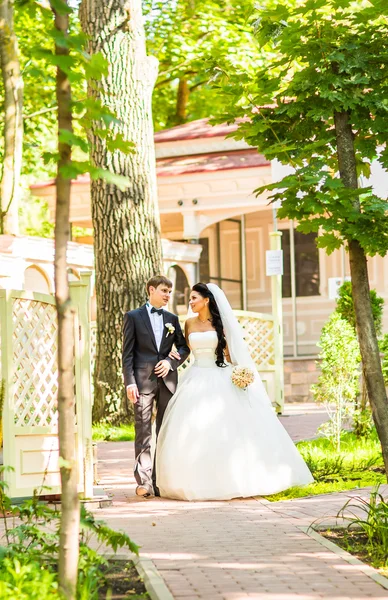 Mooi bruidspaar geniet van bruiloft — Stockfoto