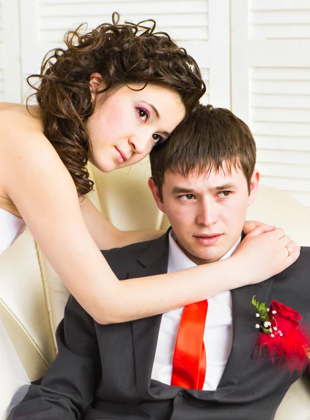 Krásná svatba, manželé, milenci muž žena, nevěsta a ženich — Stock fotografie