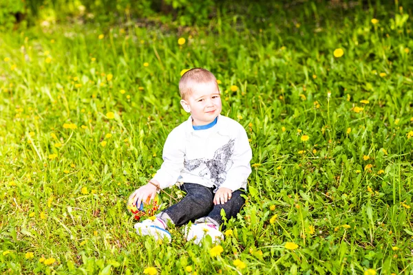 Retrato de un niño feliz en el parque — Foto de Stock