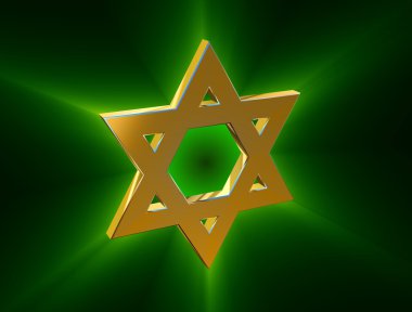 Among rays of gold Star of David clipart