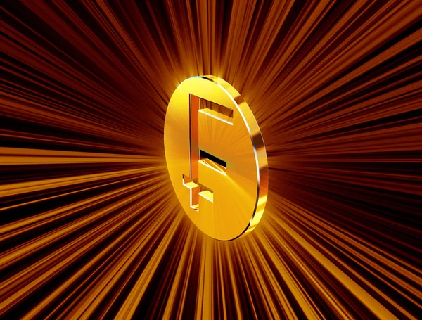Símbolo do franco dourado — Fotografia de Stock