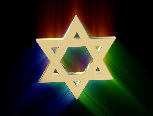 Wśród promienie gold Star of David — Zdjęcie stockowe