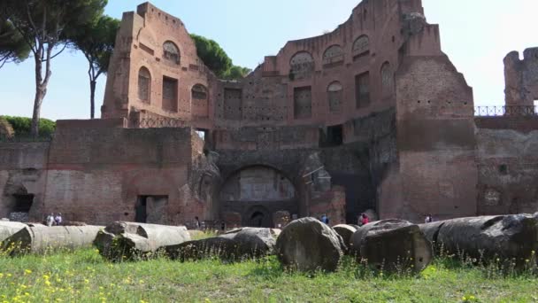 Roma'daki Palatine Tepesi'nde Harabeleri — Stok video