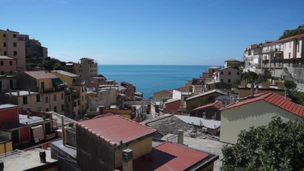 Vista de la ciudad de Riomaggiore — Vídeo de stock
