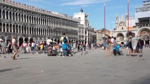 Mensen in San Marco plein in Venetië — Stockvideo