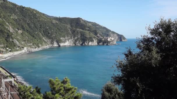 Ιταλική παράκτια πόλη Manarola — Αρχείο Βίντεο