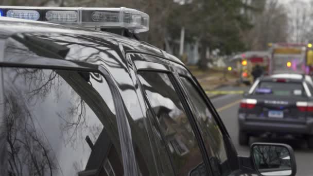 Police Car Near a Crime Scene — Stock Video