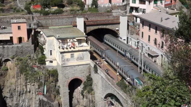 Tågstationen i Riomaggiore — Stockvideo