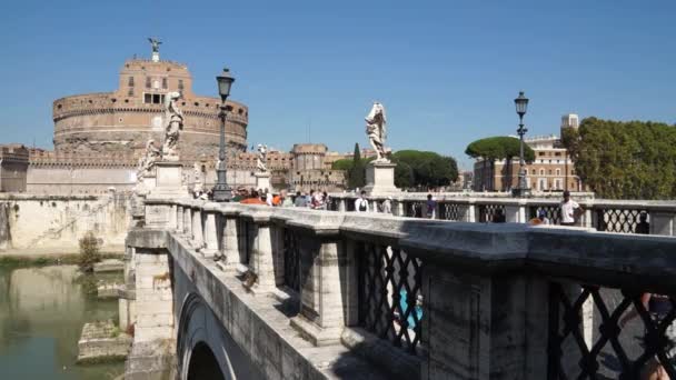 Pont Sant'Angelo Bridge in Rome — Stock Video