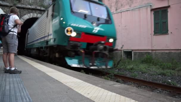 Treinstation in vernazza — Stockvideo