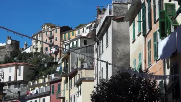 Riomaggiore θέα στην πόλη — Αρχείο Βίντεο