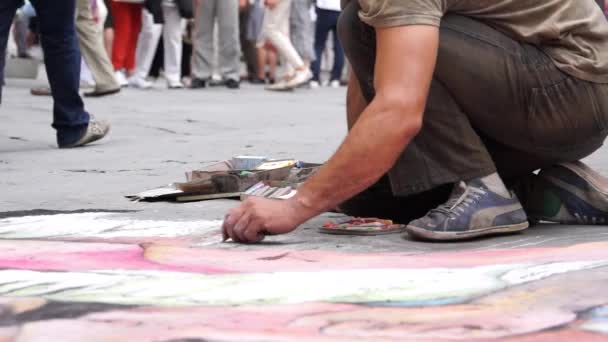 Street Artist in Siena — Stock Video