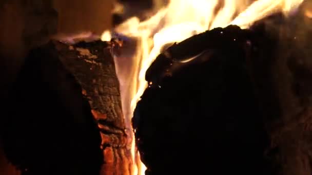 火焰和火热的煤 — 图库视频影像