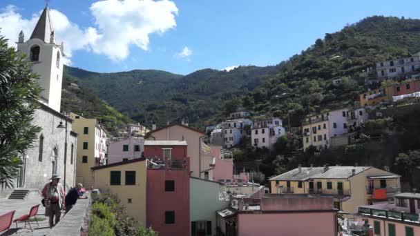 Vista de la ciudad de Riomaggiore — Vídeo de stock