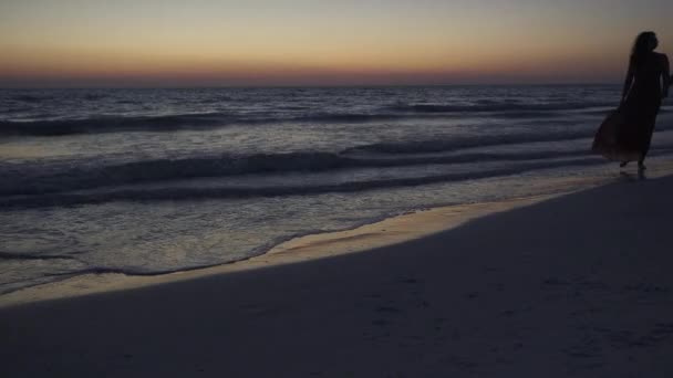 Una pareja disfruta de una playa romántica en un resort — Vídeo de stock