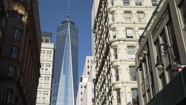 Een weergave van de iconische One World Trade Center — Stockvideo
