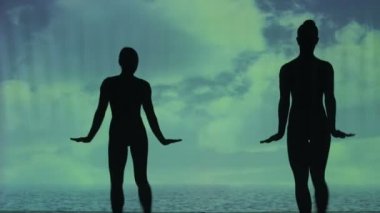 İki güzel kız dansçı silüeti