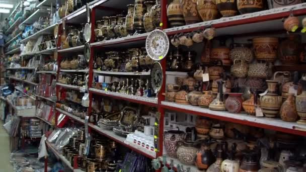 Traditionella souvenirbutik Thessaloniki, Grekland — Stockvideo