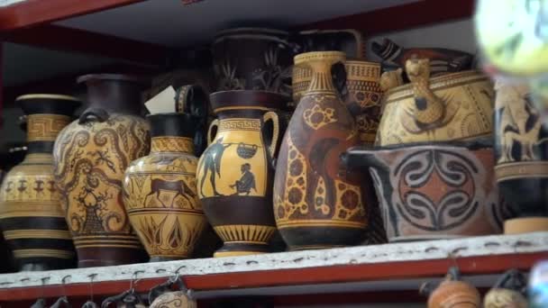 Tienda de souvenirs tradicional Thessaloniki, Grecia — Vídeo de stock