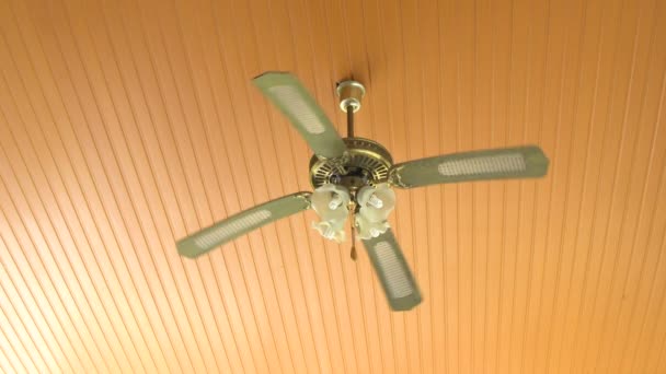 Abstract vintage fan lamp hanging on the ceiling — Stock Video