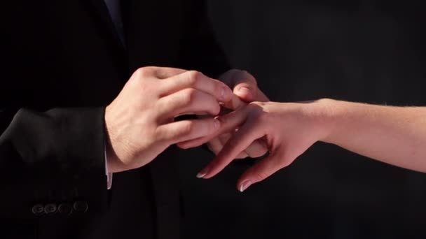 Exchanging Of Wedding Rings — Stock Video