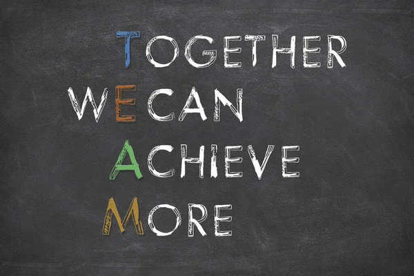 Team Together Can Achieve More White Chalk Black Background Teamwork — Stock Photo, Image