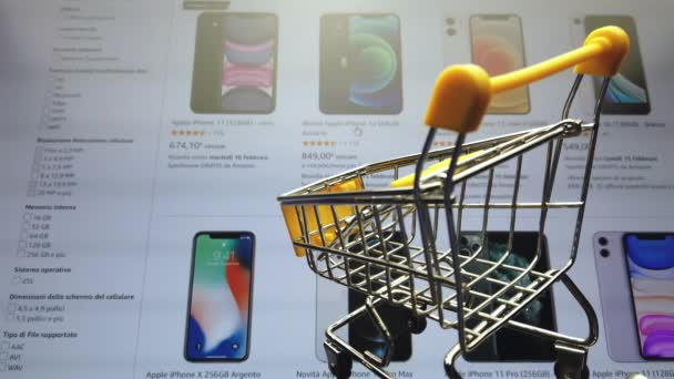 Amazon Online Shop Buying Iphone Phone Online Shopping Concept — Stock Video