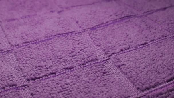 Purple Gingham Υφή Φόντο Ακραία Γκρο Πλαν Μια Περιστρεφόμενη Βάση — Αρχείο Βίντεο