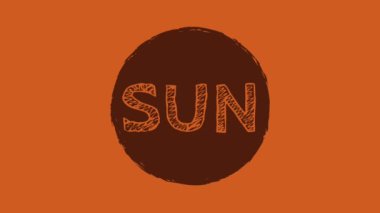 turuncu bir arkaplana yazılan güneş yazısının canlandırılmış hali