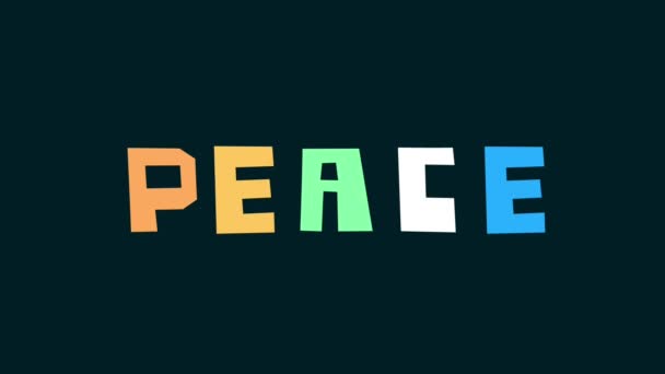 Animated Inscription Peace Blue Background — Stock Video