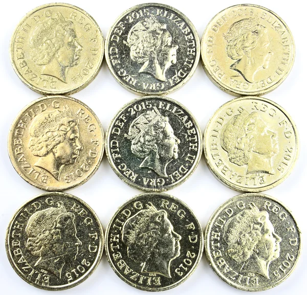 Anglické mince na čtvercového tvaru — Stock fotografie