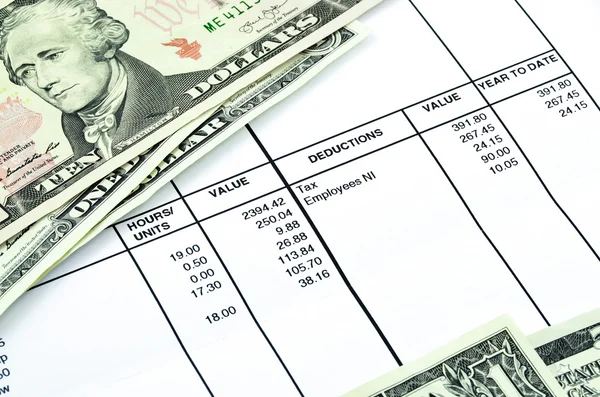 Detail of a payslip — Stock Photo, Image