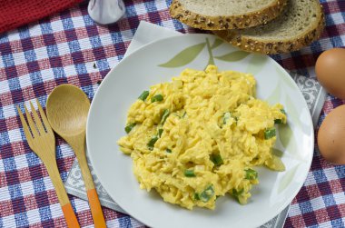 sahanda yumurta ekmek ile