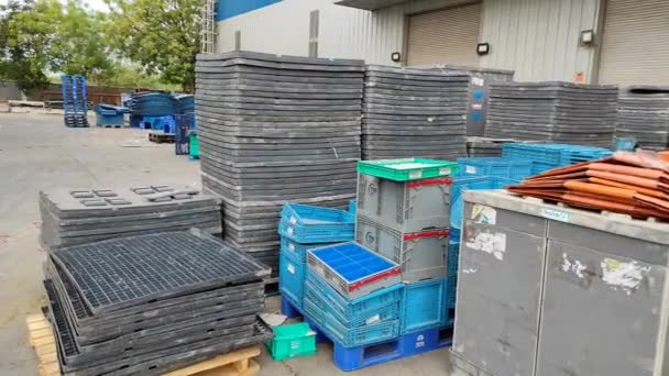 Warehouse Storage Plastic Corrugated Cardboard Boxes Bin — Stock Video