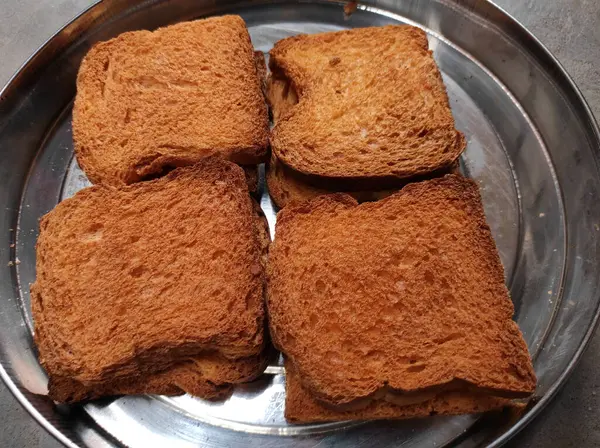 Biscuit Blé Populaire Indien Dans Plat Acier — Photo