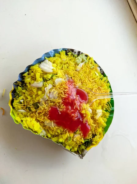 Gujarat Poha Food Items Rezeptfotografie — Stockfoto