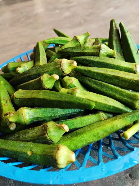 Närbild Skott Ladyfinger Grönsaker — Stockfoto