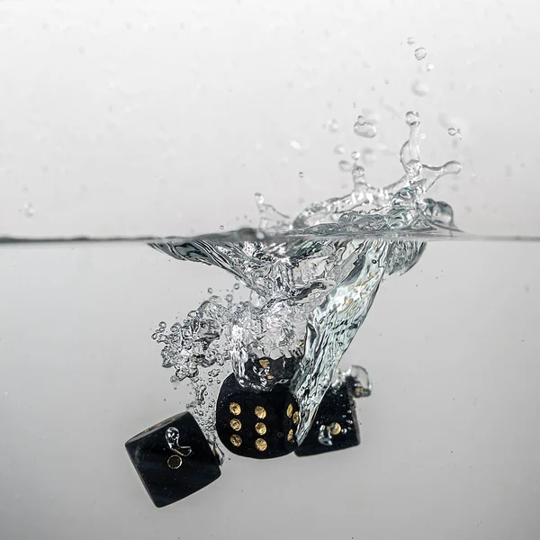 Game Dice Drop Clear Water Splash — Stock Photo, Image