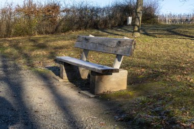 Sabahları küçük bir parkta rahatlama bankı.