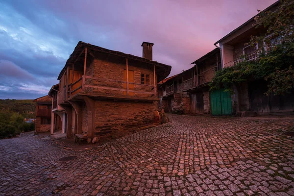 Cobblestone Street Stone House Rio Honor Isolated Village Montesinho Natural — 스톡 사진