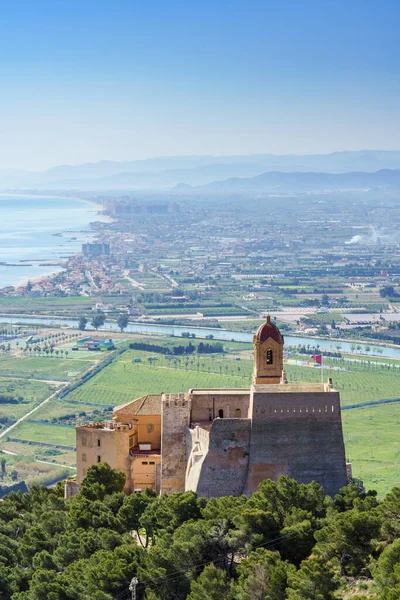 Castello Mura Cullera Valencia Spagna Sullo Sfondo Ribera Baixa Paesaggio — Foto Stock