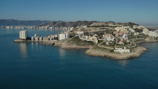 Panorama Vista Aérea Sobre Costa Mediterrânica Cullera Espanha — Vídeo de Stock