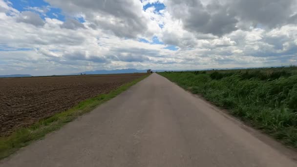 Ett Perspektiv Körning Längs Väg Mellan Åkrar Albufera Valencia Spanien — Stockvideo