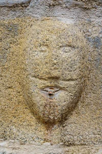 Llivia Spain August 2021 Carved Face Granite Stone Our Lady — Stockfoto