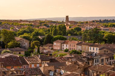 Panoramic view of the Ville Basse de Carcassonne in France. 